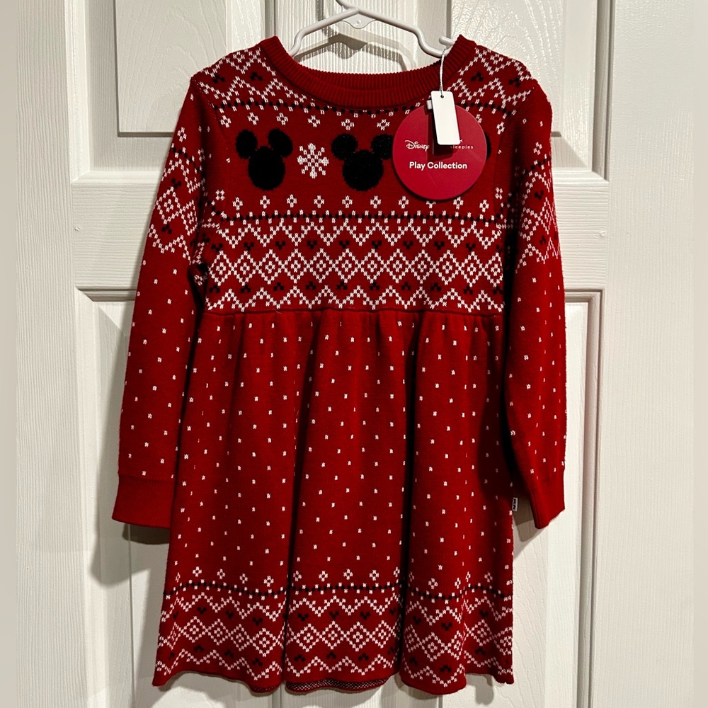 Little Sleepies Disney Vintage Mickey Fair Isle Sweater Dress - 4T - NWT